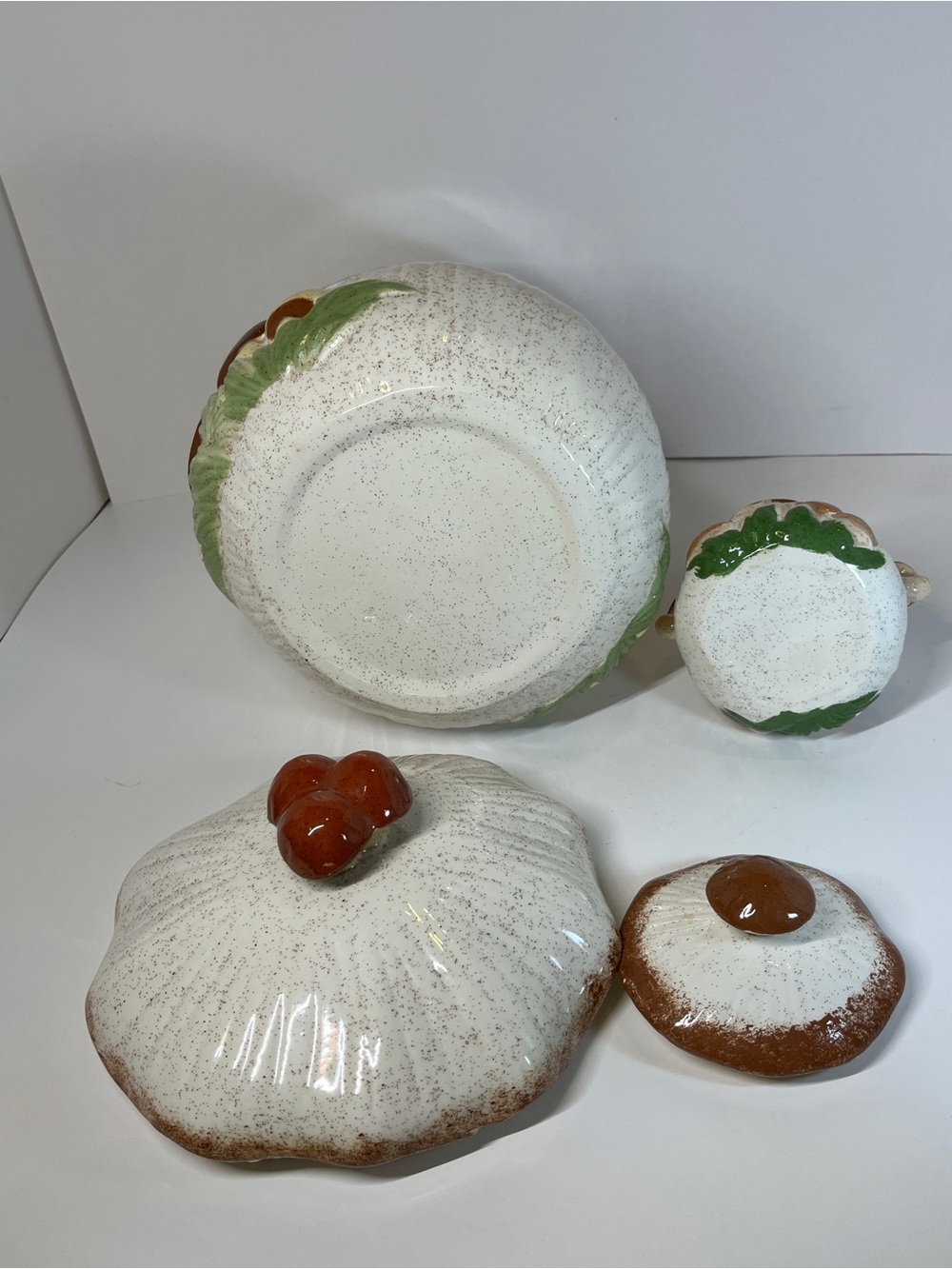 Vintage 1970s MCM Mushroom Canister Set of 2 Arnels Large Cookie Jar Sugar Bowl - Picture 15 of 16
